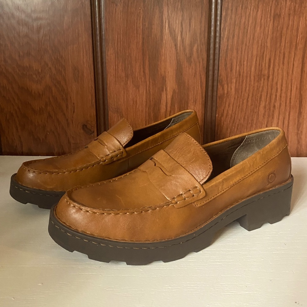 Born Women's Carrera Penny Loafer Brown Full Grain Leather Size 9.5 M Br0041706